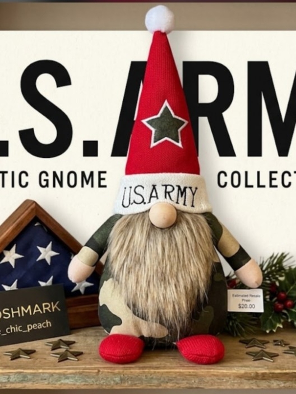 U.S. Army Patriotic Camo Holiday Gnome